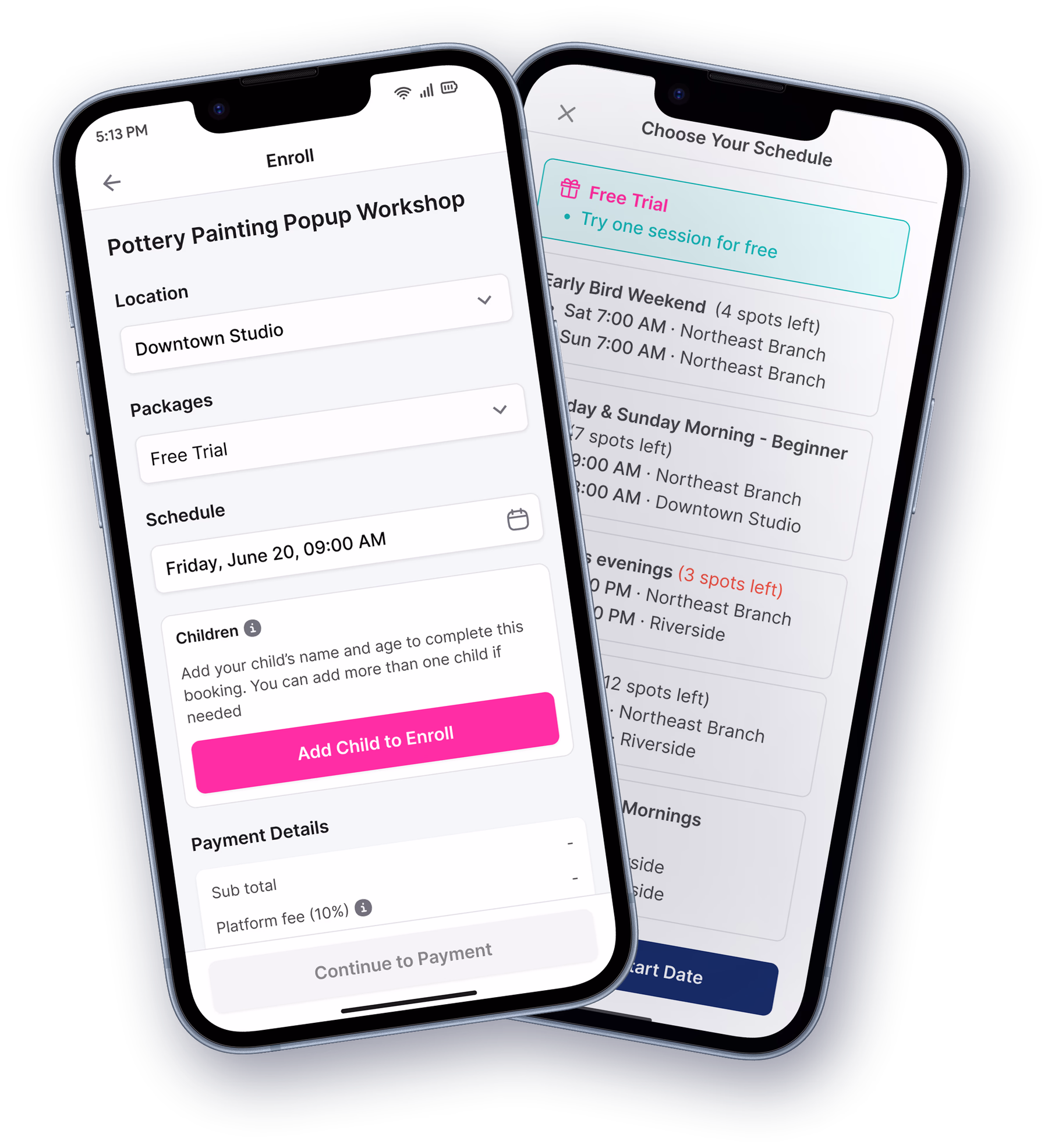 Booking to enrollment flow