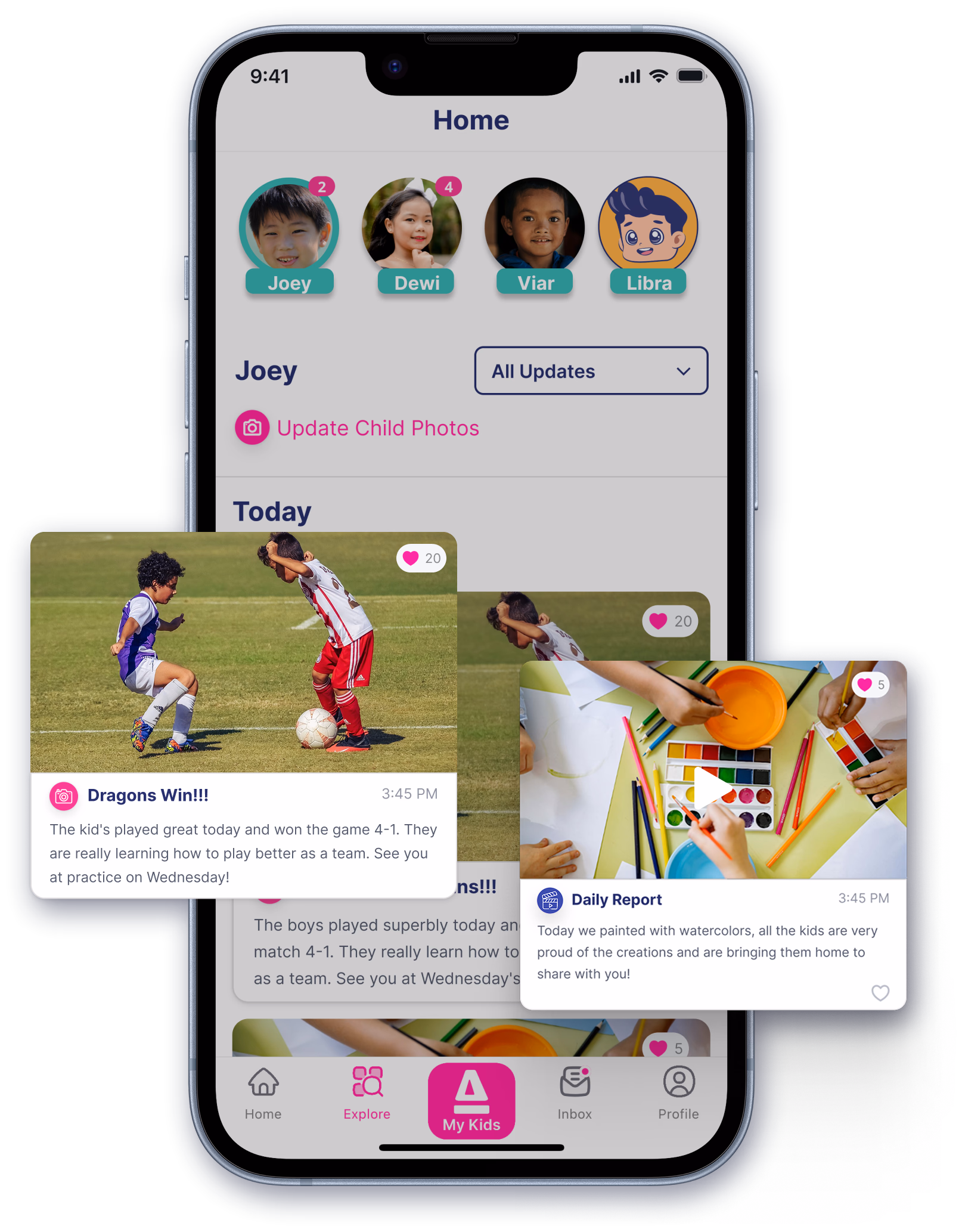 Parent feed with photos