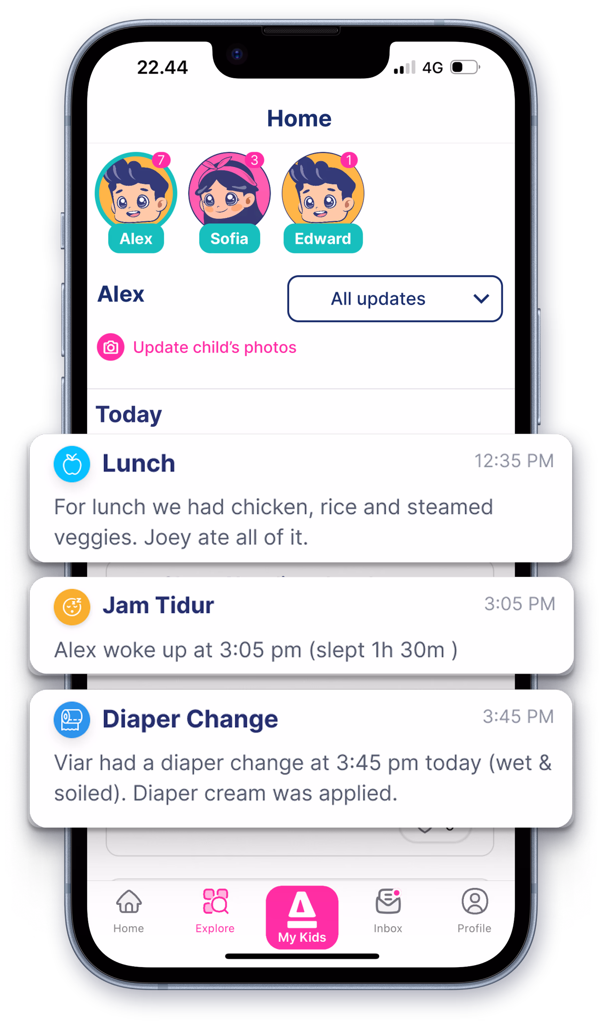 Daily care log entry